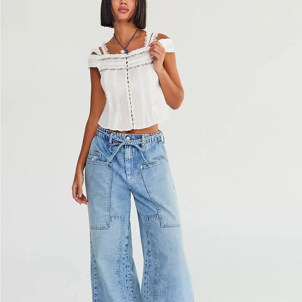 Free People We the Free Curvy Outlaw Wideleg Jeans, size S (oversized)